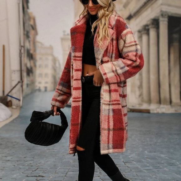 . Jackets & Blazers - Red Preppy Womens Teddy Coat